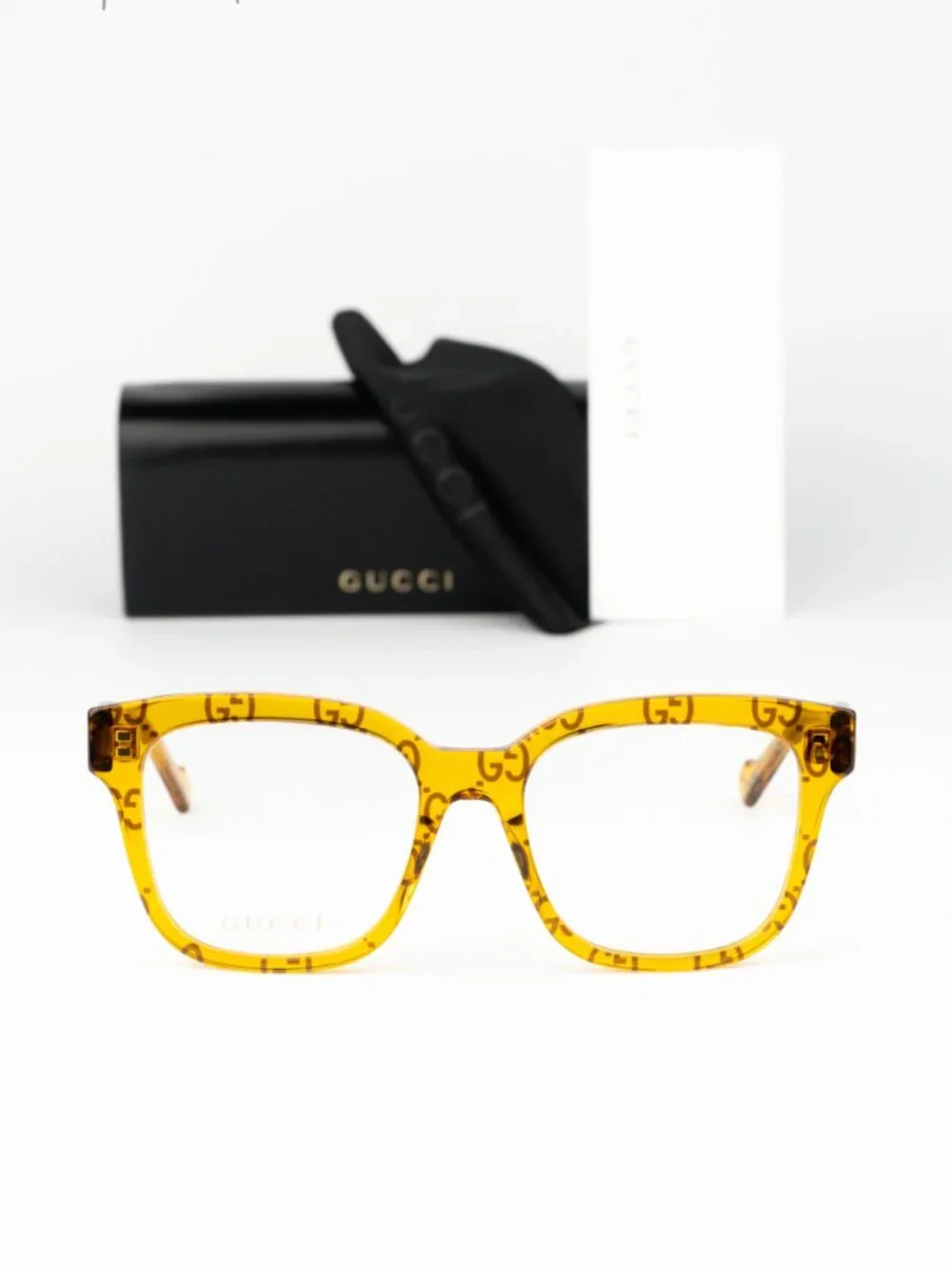 Gucci Women Eyeglasses Yellow Demo Square GG0958O 011 NEW AUTHENTIC